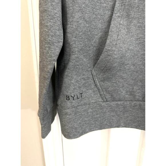BYLT Gray Grey Front-Pocket Hooded Hoodie Pullover Sweatshirt - Sz Small - Picture 3 of 4